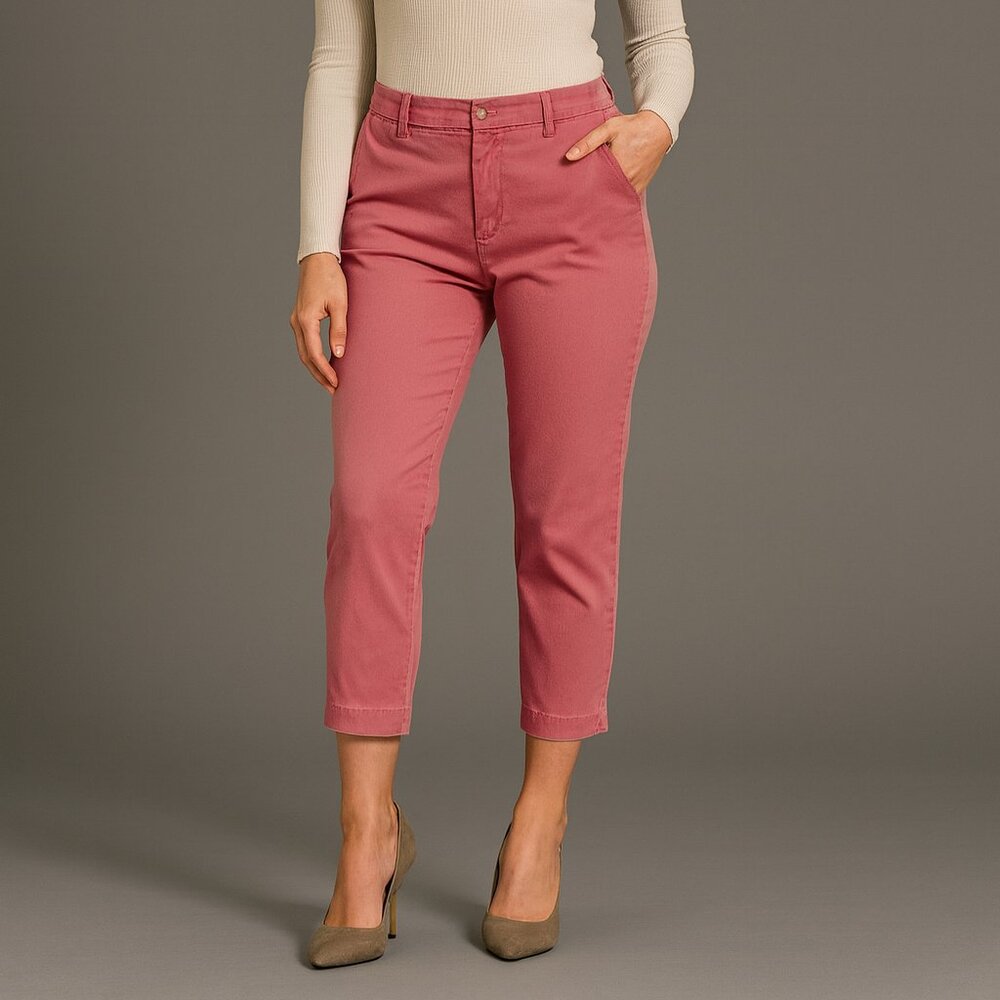 New York & Company Pink Cropped Stretch Chino Pants – Size 14